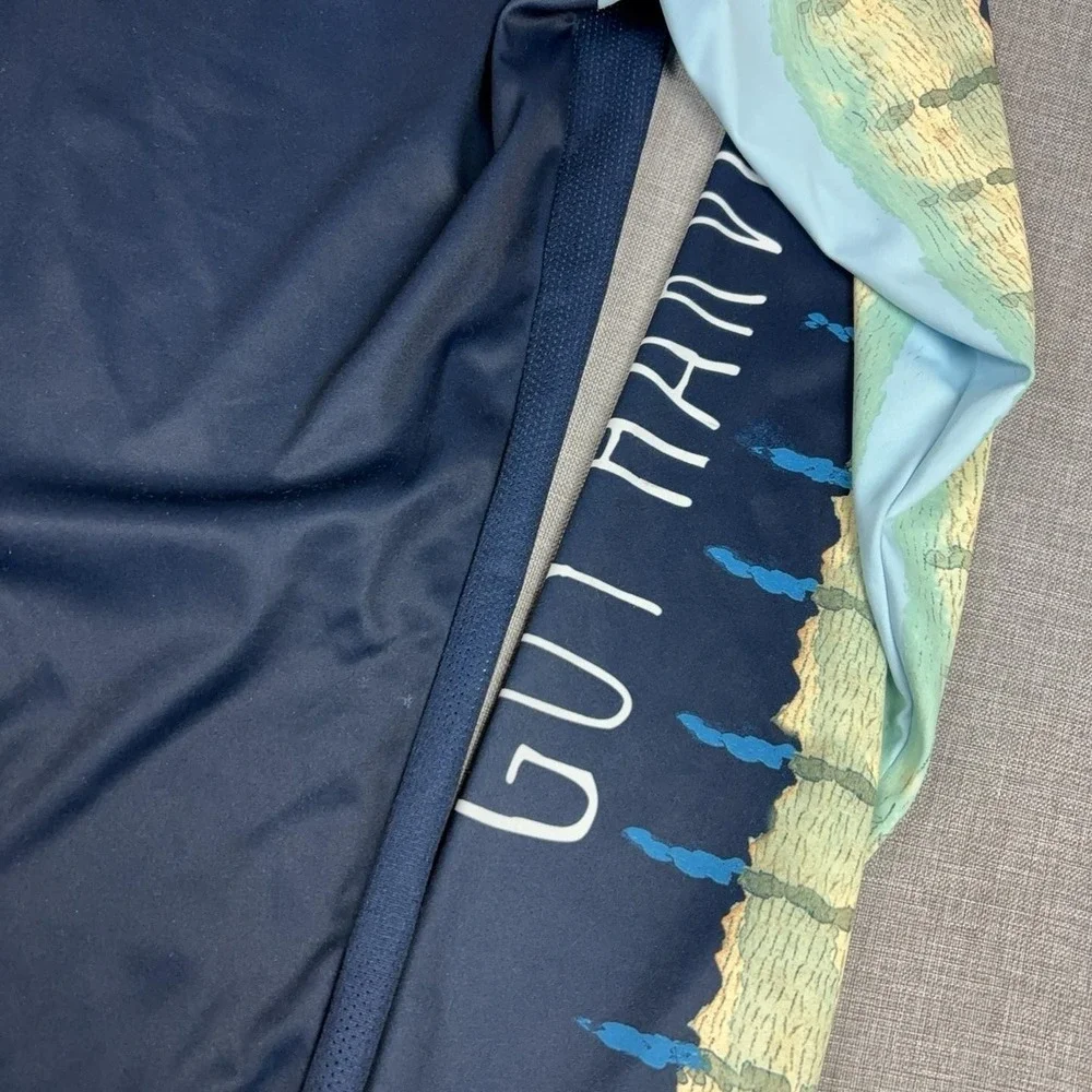 Guy Harvey Shirt Mens XL Blue Long Sleeve Mesh Performance Fishing Sun Marlin